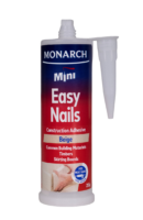 The Monarch Mini Easy Nails Construction Adhesive is a strong multi-purpose adhesive used for bonding most common building materials including timber, metal, ceramics and masonry. When used with a Monarch Mini Compact Caulking Gun, you will be able to access tight spaces where traditional caulking cartridges cannot. It is perfect for small projects where a full-size cartridge is not required resulting in less waste.