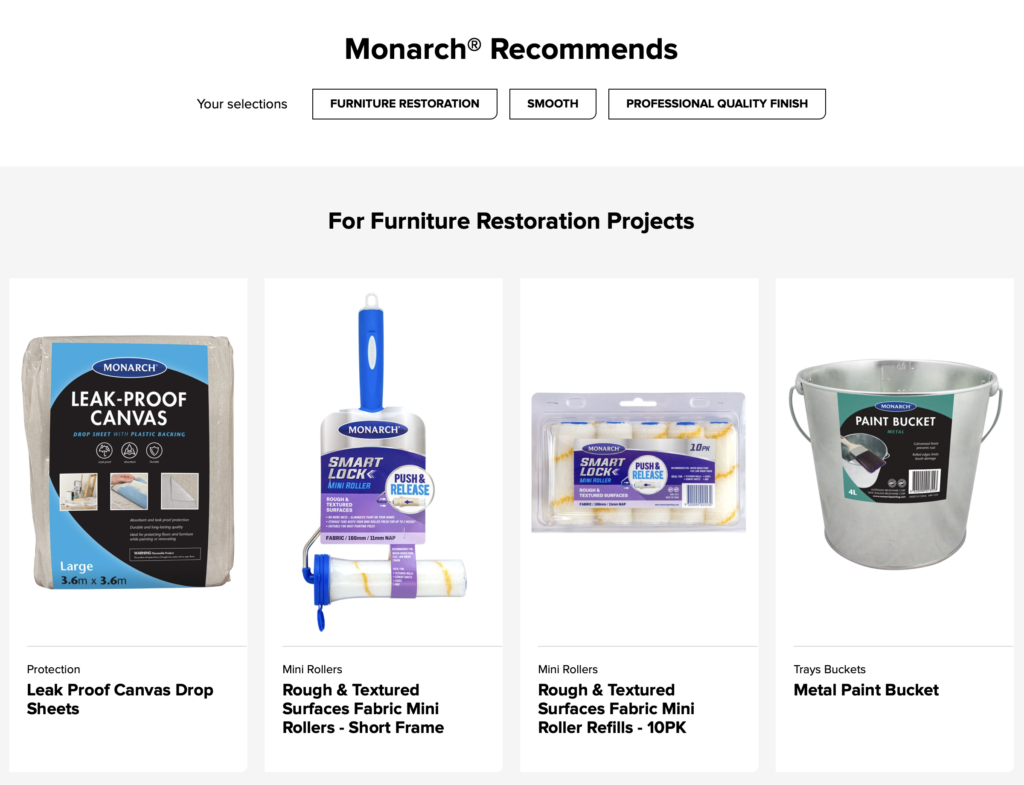 Monarch Painting Product Finder 4